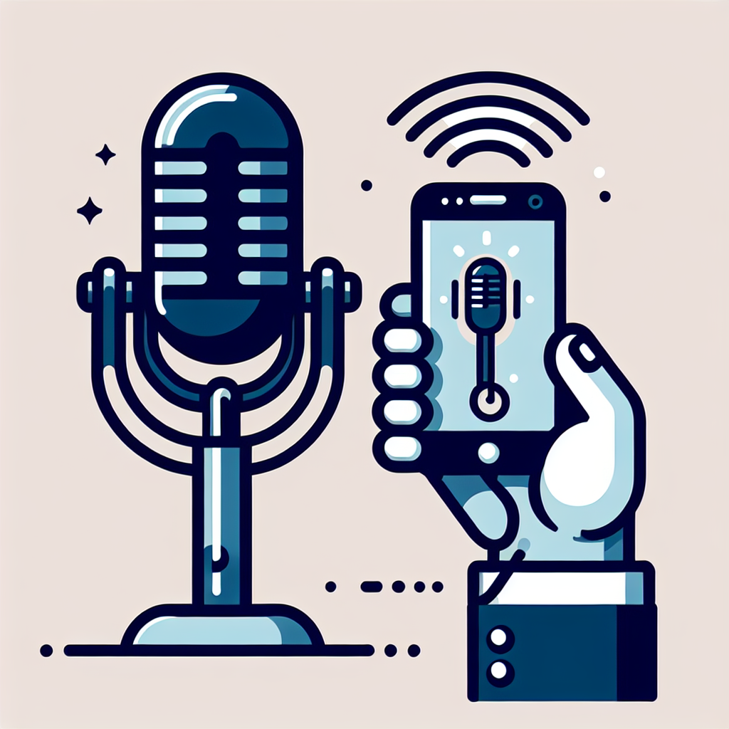 Professional microphone emitting soundwaves beside a hand holding a smartphone recording video, representing essential digital communication and content creation skills for modern PR careers.